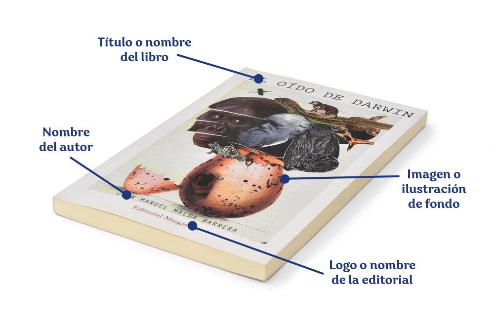 Partes de la portada de un libro.